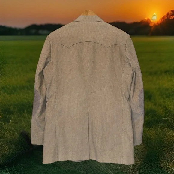 Circle S‎ Blazer Men 44L Beige Corduroy Elbow Patches Western Ranch Rodeo